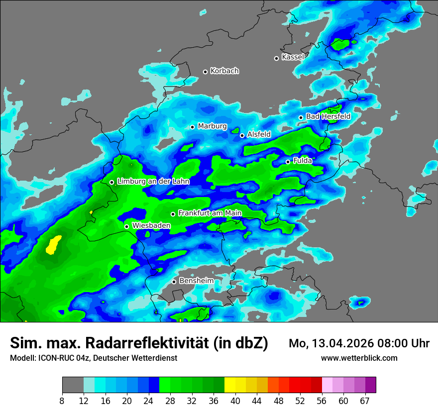 Modellkarte ICON-RUC – dbz_cmax – he