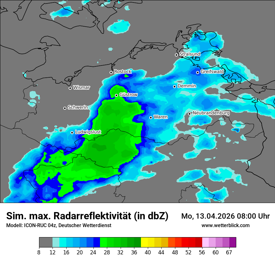Modellkarte ICON-RUC – dbz_cmax – mv