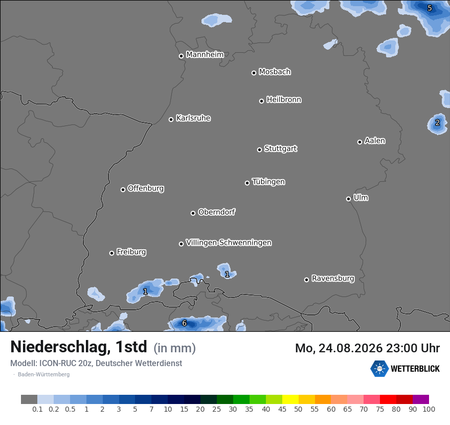 Modellkarte ICON-RUC – precip – bw