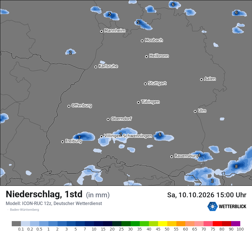 Modellkarte ICON-RUC – precip – bw