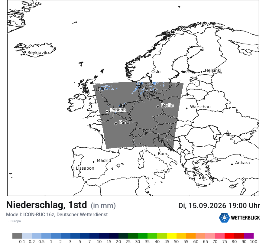 Modellkarte ICON-RUC – precip – europa