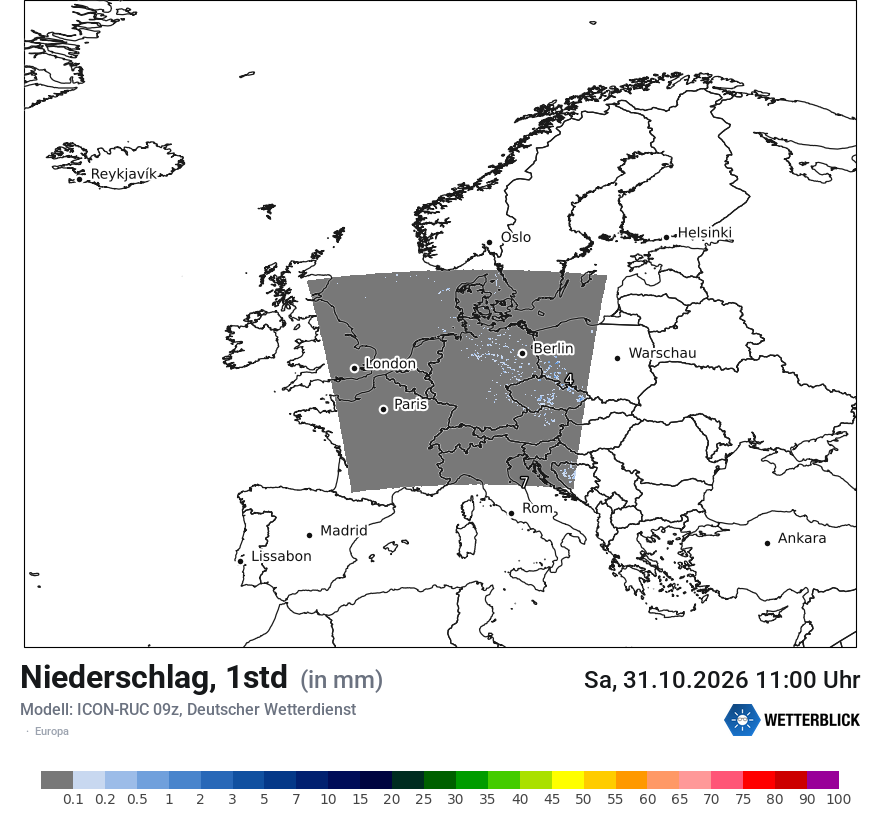 Modellkarte ICON-RUC – precip – europa