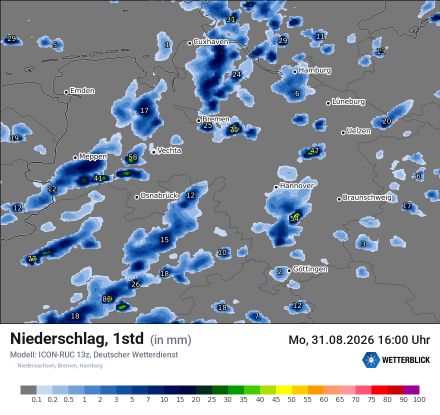 Modellkarte ICON-RUC – precip – ni