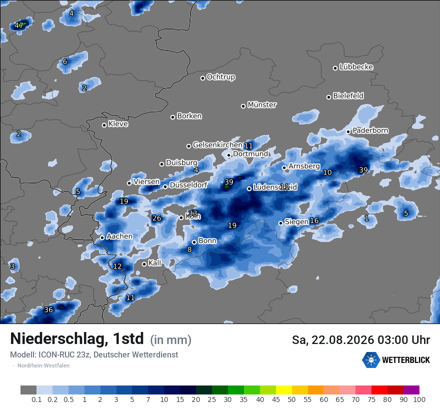 Modellkarte ICON-RUC – precip – nrw
