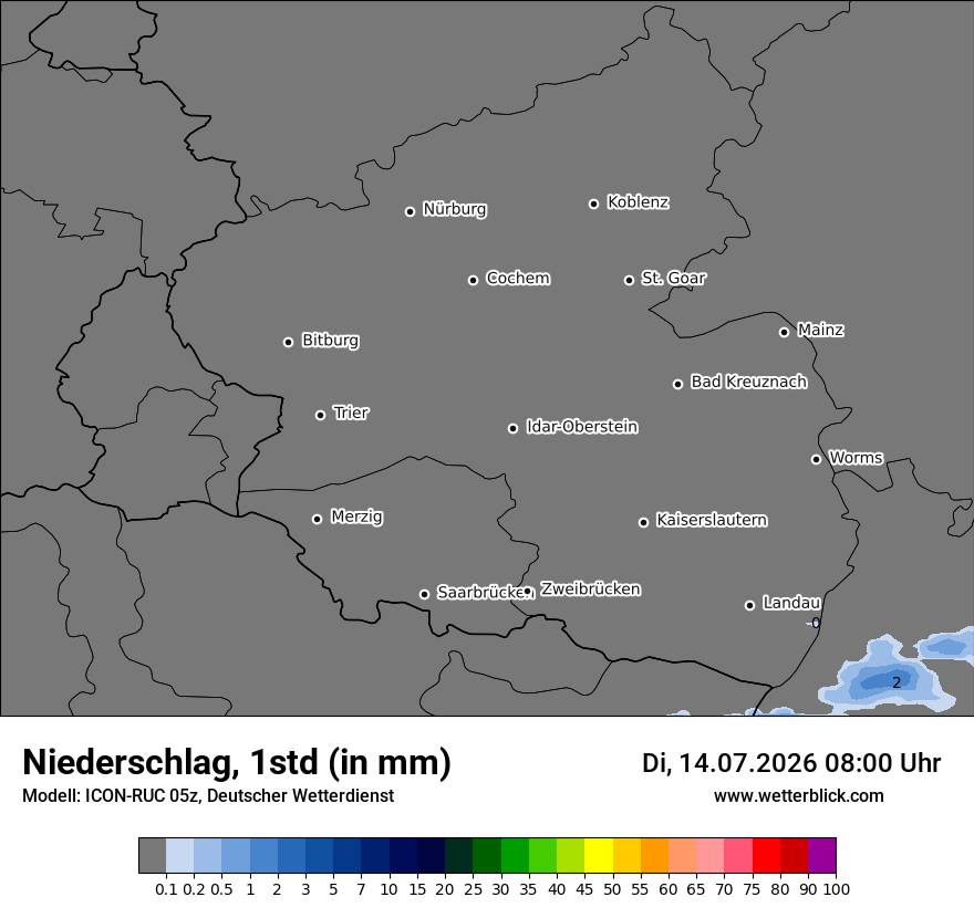 Modellkarte ICON-RUC – precip – rp