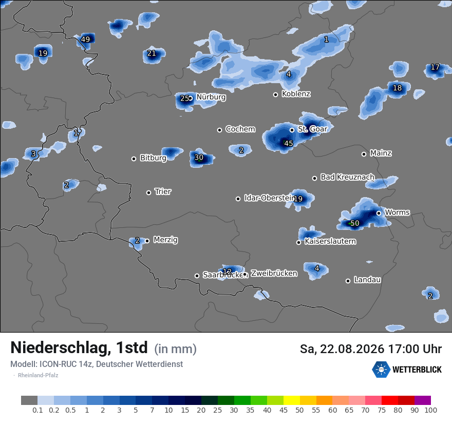 Modellkarte ICON-RUC – precip – rp