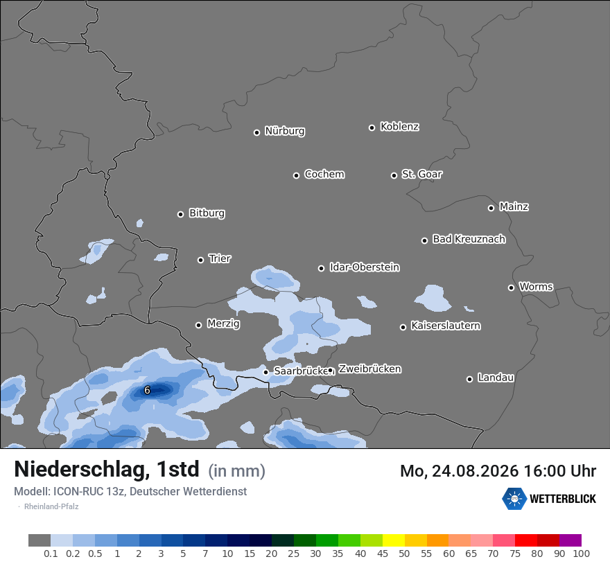 Modellkarte ICON-RUC – precip – rp