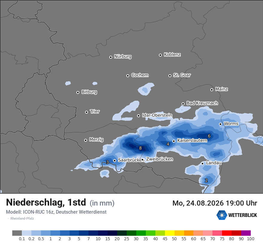 Modellkarte ICON-RUC – precip – rp