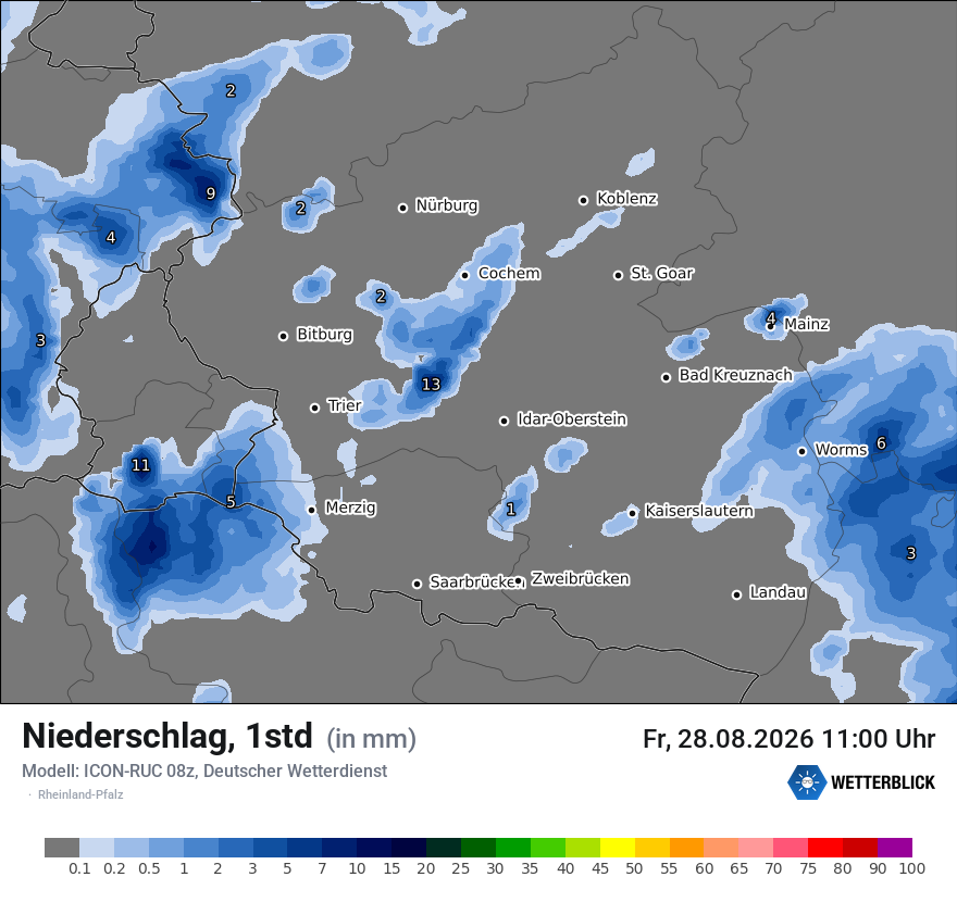 Modellkarte ICON-RUC – precip – rp