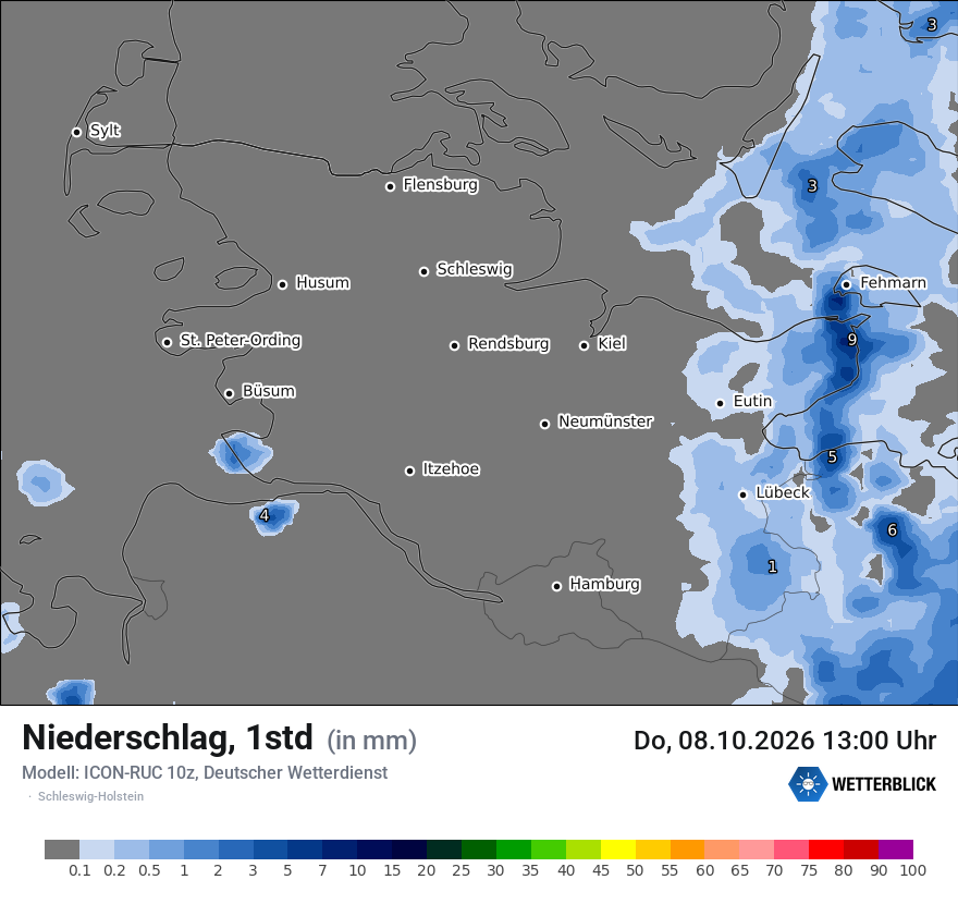 Modellkarte ICON-RUC – precip – sh