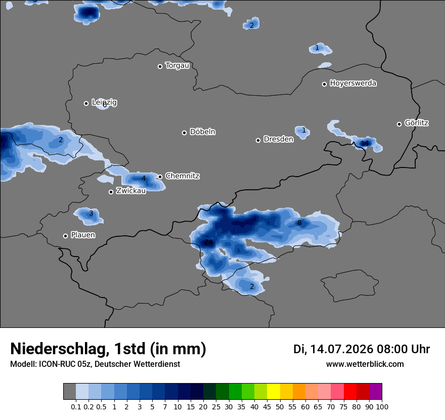 Modellkarte ICON-RUC – precip – sn