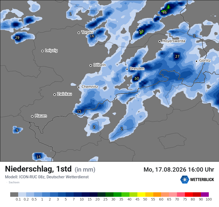 Modellkarte ICON-RUC – precip – sn