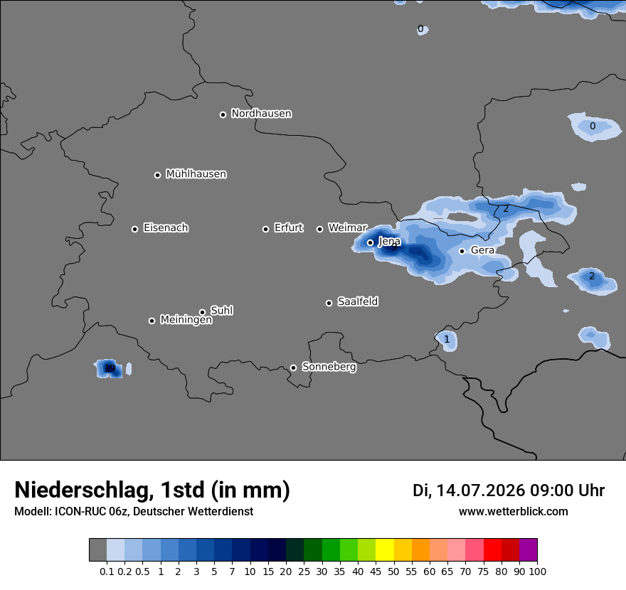 Modellkarte ICON-RUC – precip – th