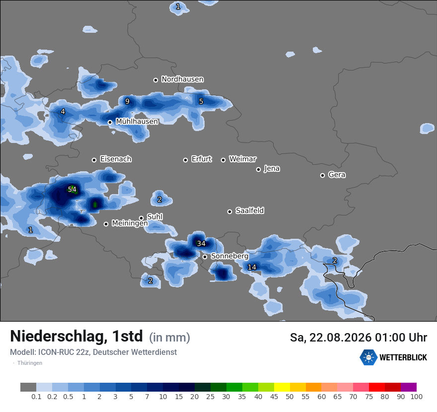 Modellkarte ICON-RUC – precip – th
