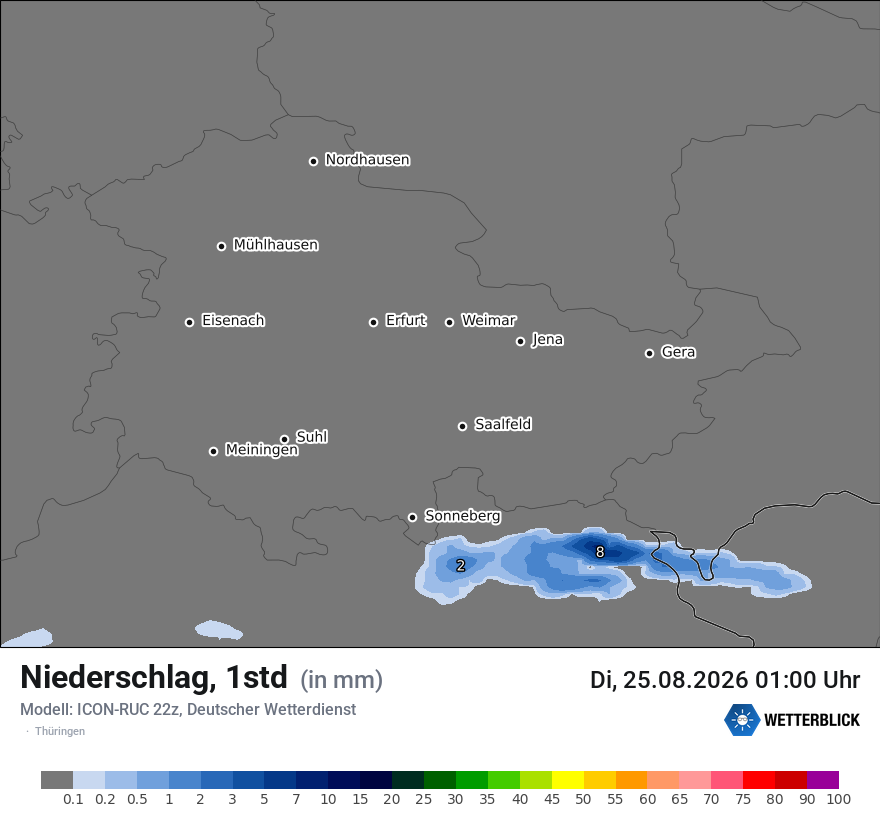 Modellkarte ICON-RUC – precip – th