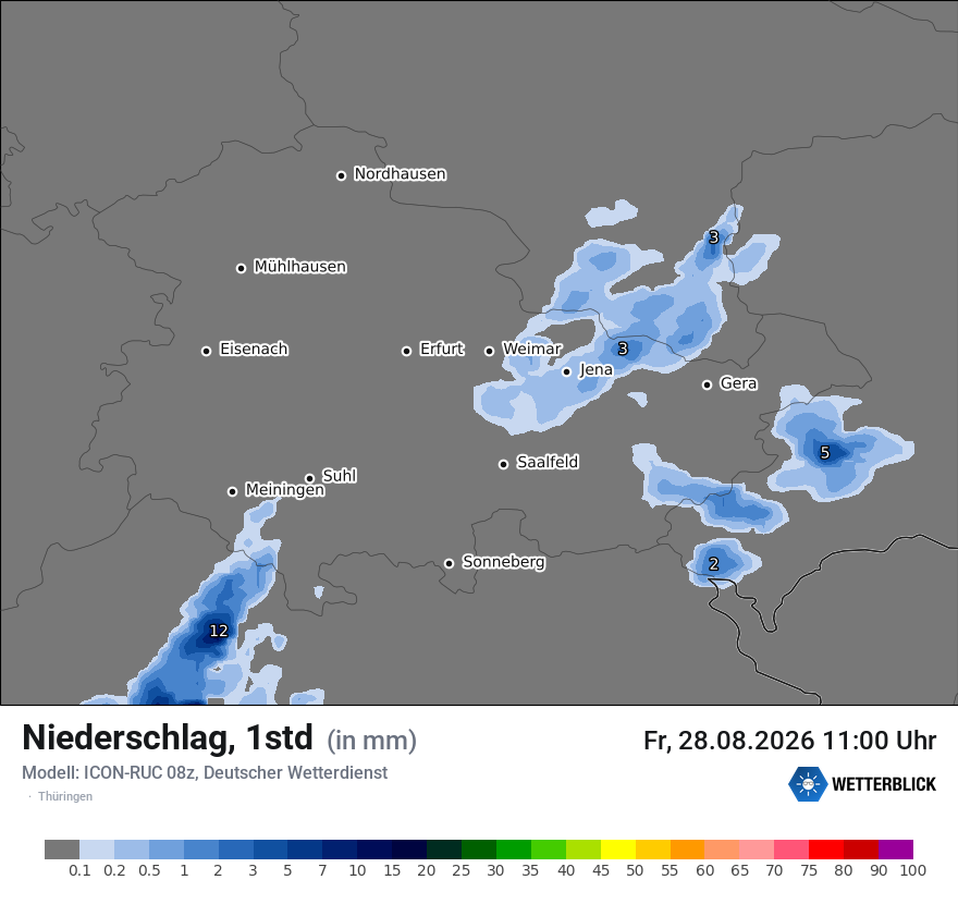 Modellkarte ICON-RUC – precip – th