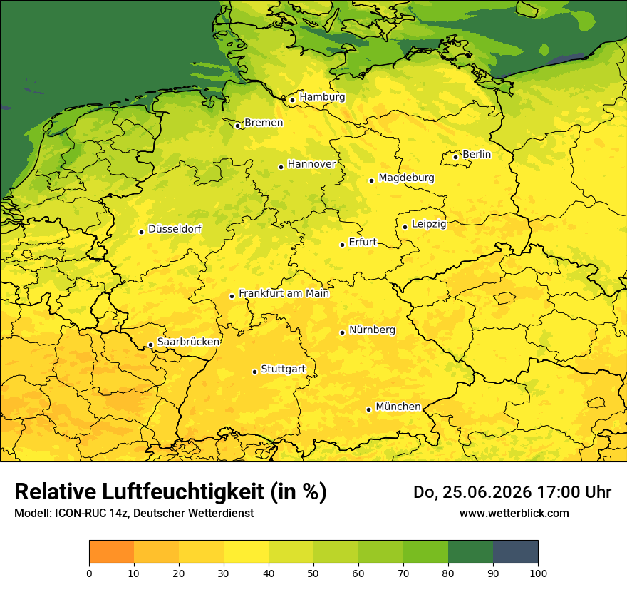 Modellkarte ICON-RUC – relhum – deutschland