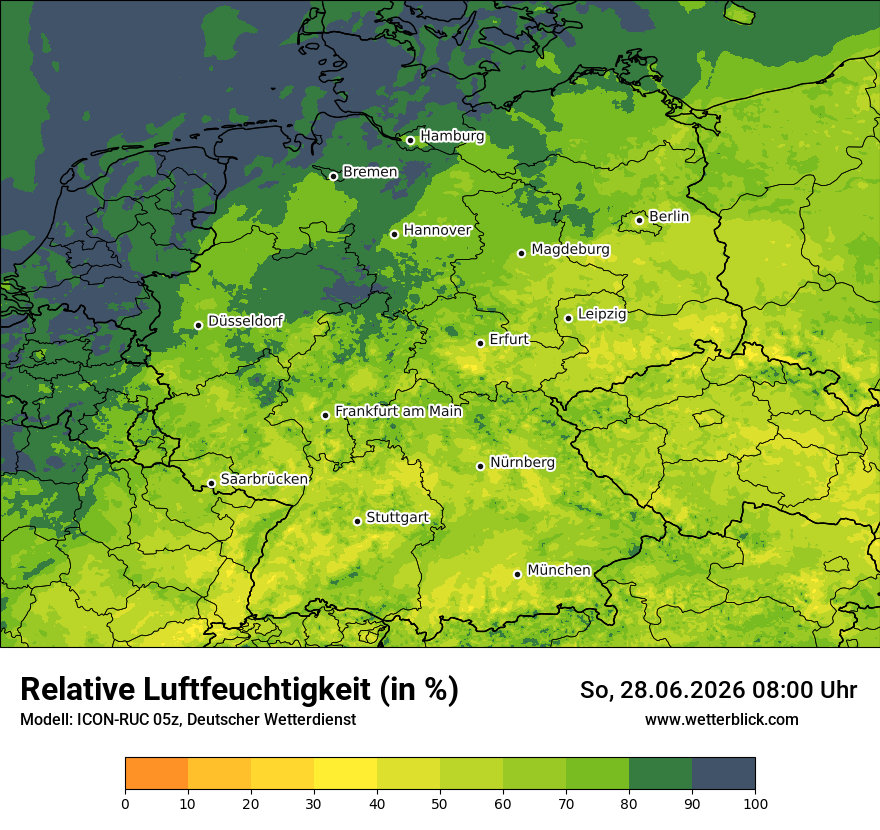 Modellkarte ICON-RUC – relhum – deutschland