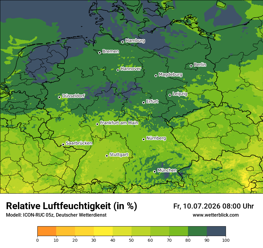 Modellkarte ICON-RUC – relhum – deutschland