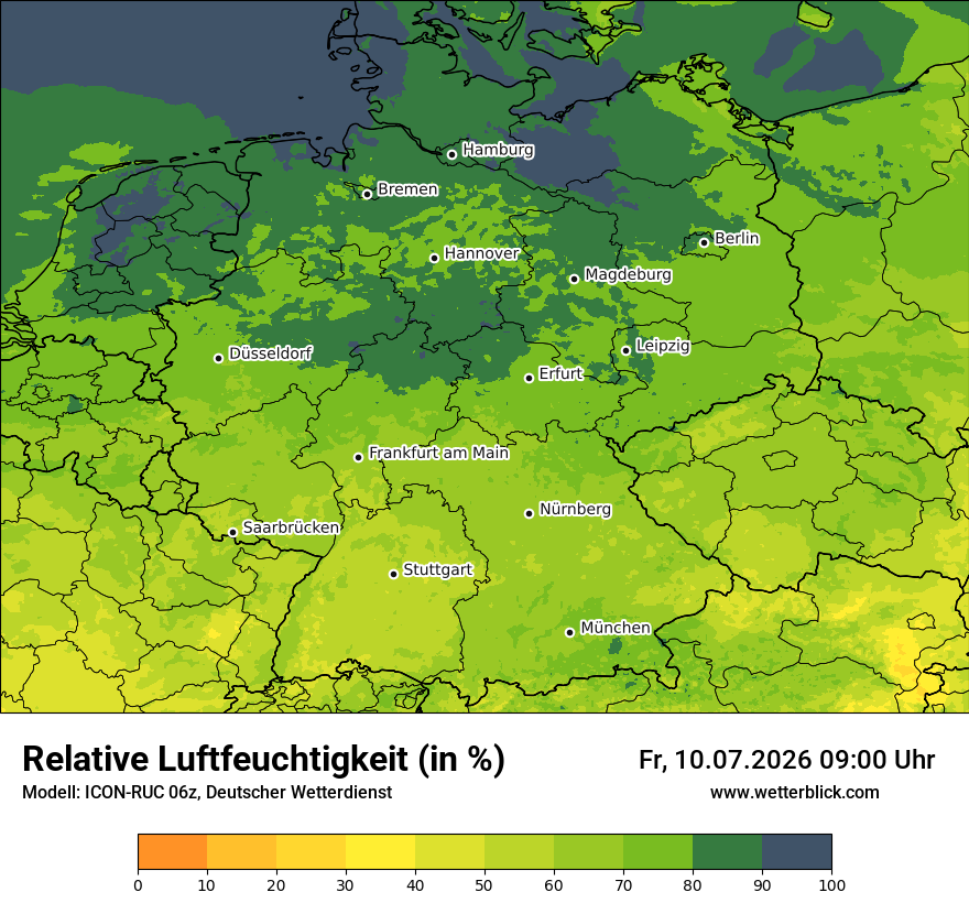 Modellkarte ICON-RUC – relhum – deutschland