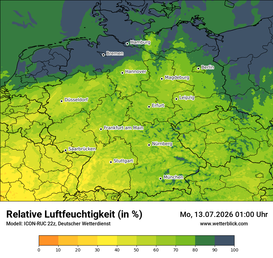Modellkarte ICON-RUC – relhum – deutschland