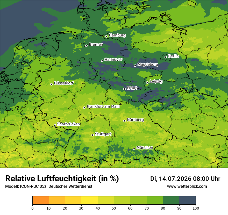 Modellkarte ICON-RUC – relhum – deutschland