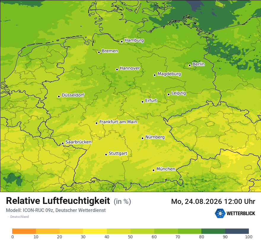 Modellkarte ICON-RUC – relhum – deutschland