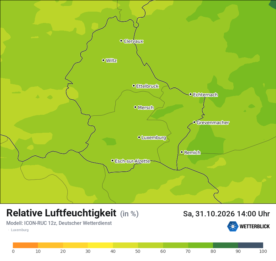 Modellkarte ICON-RUC – relhum – luxemburg