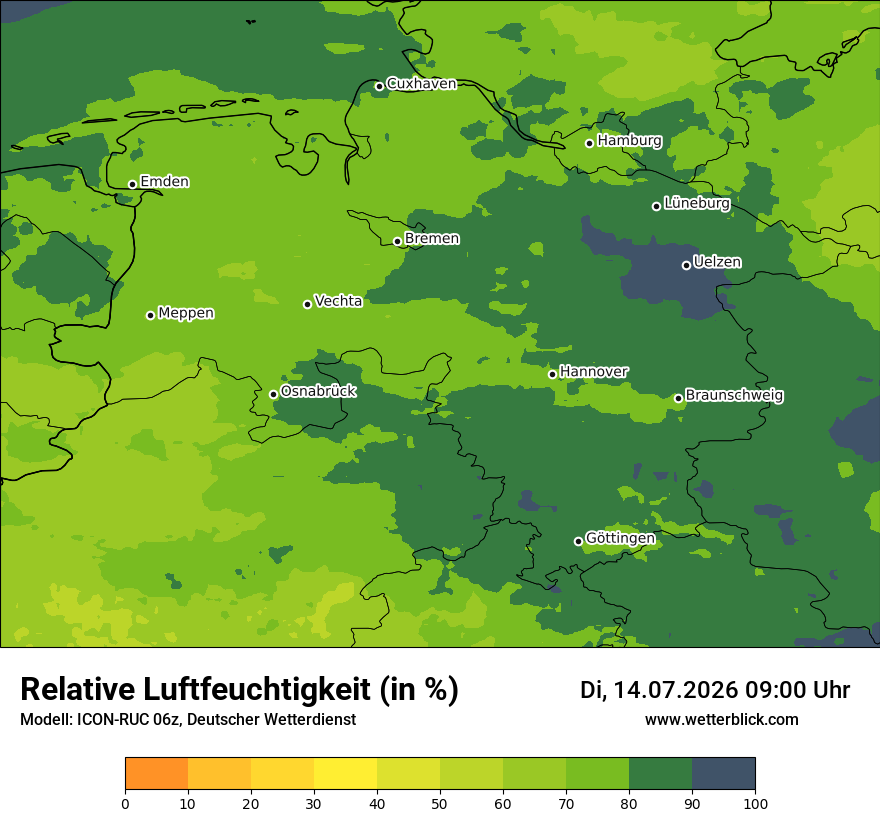 Modellkarte ICON-RUC – relhum – ni