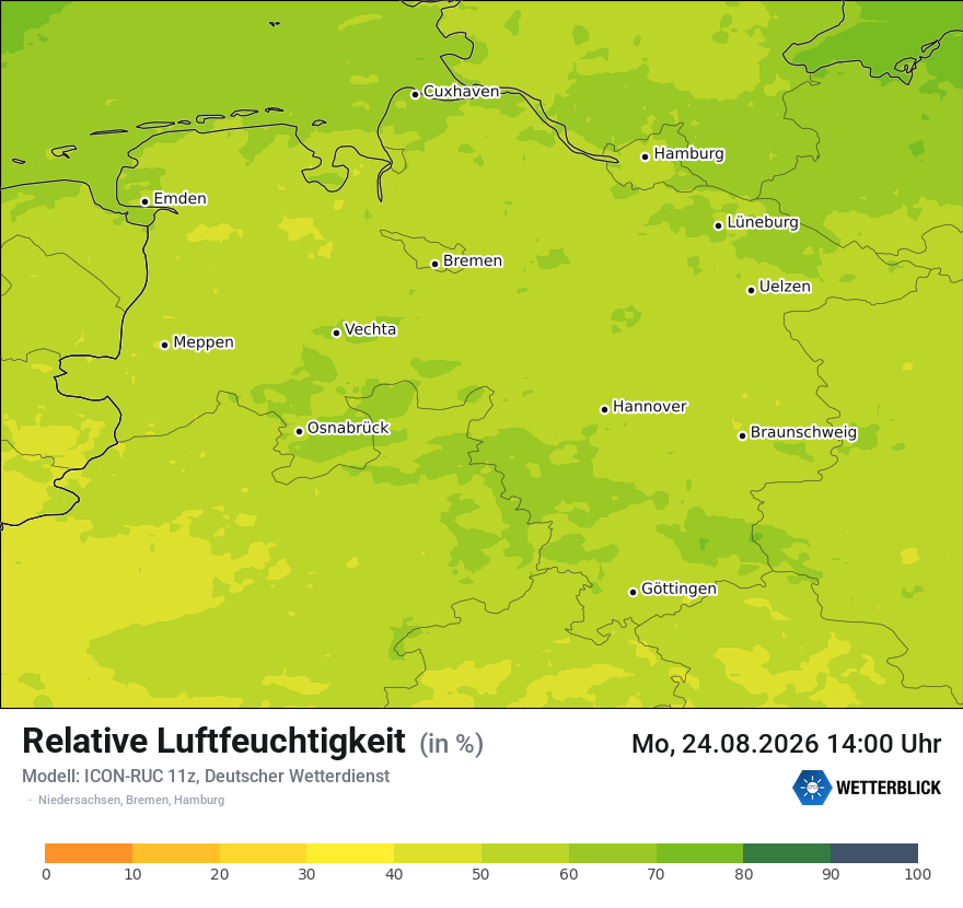 Modellkarte ICON-RUC – relhum – ni