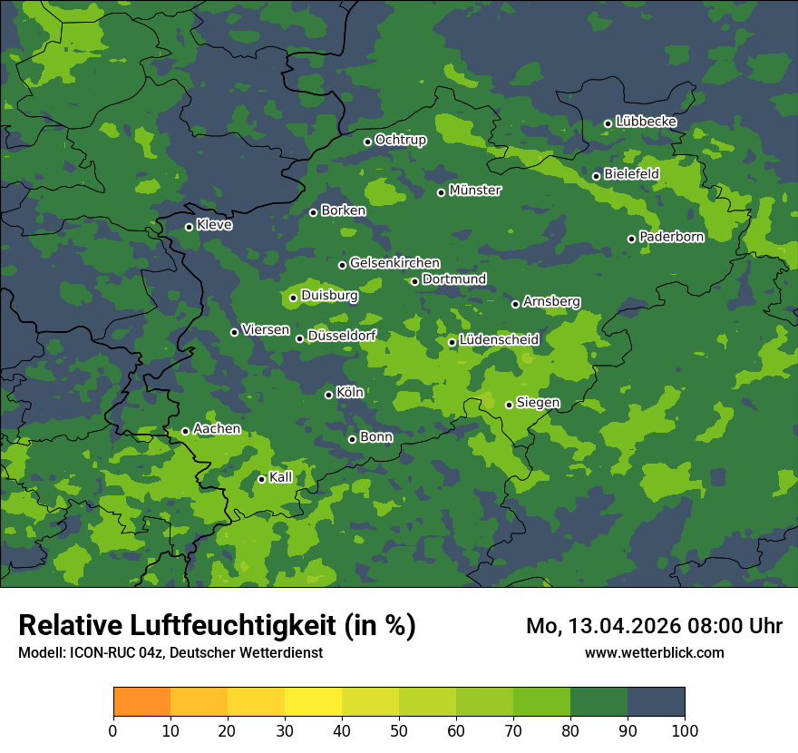 Modellkarte ICON-RUC – relhum – nrw