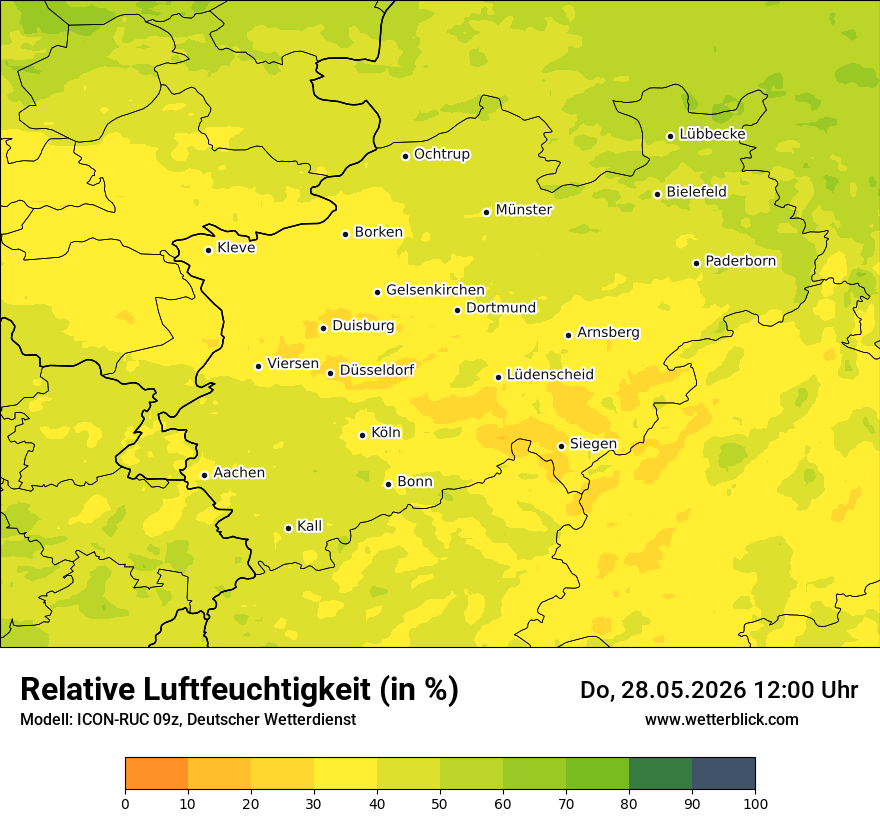 Modellkarte ICON-RUC – relhum – nrw
