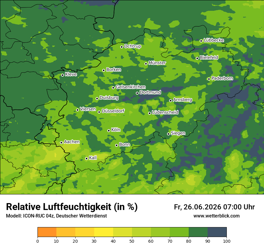 Modellkarte ICON-RUC – relhum – nrw