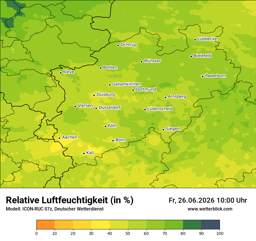 Modellkarte ICON-RUC – relhum – nrw