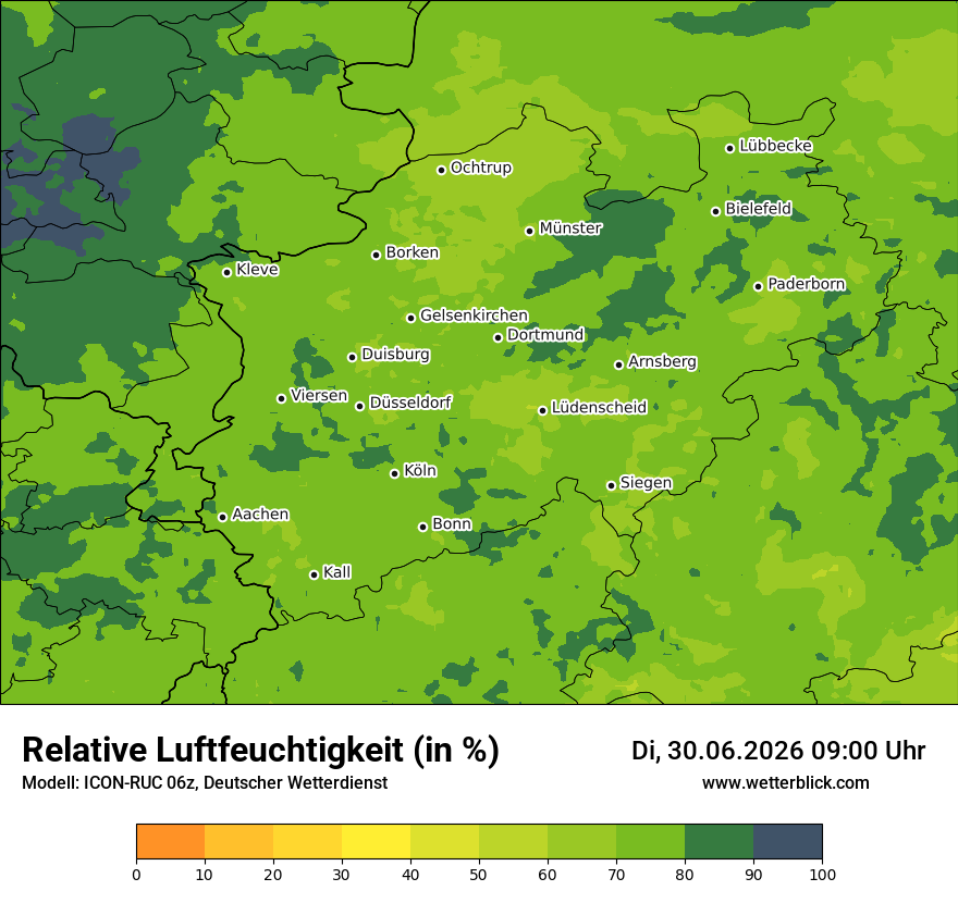 Modellkarte ICON-RUC – relhum – nrw