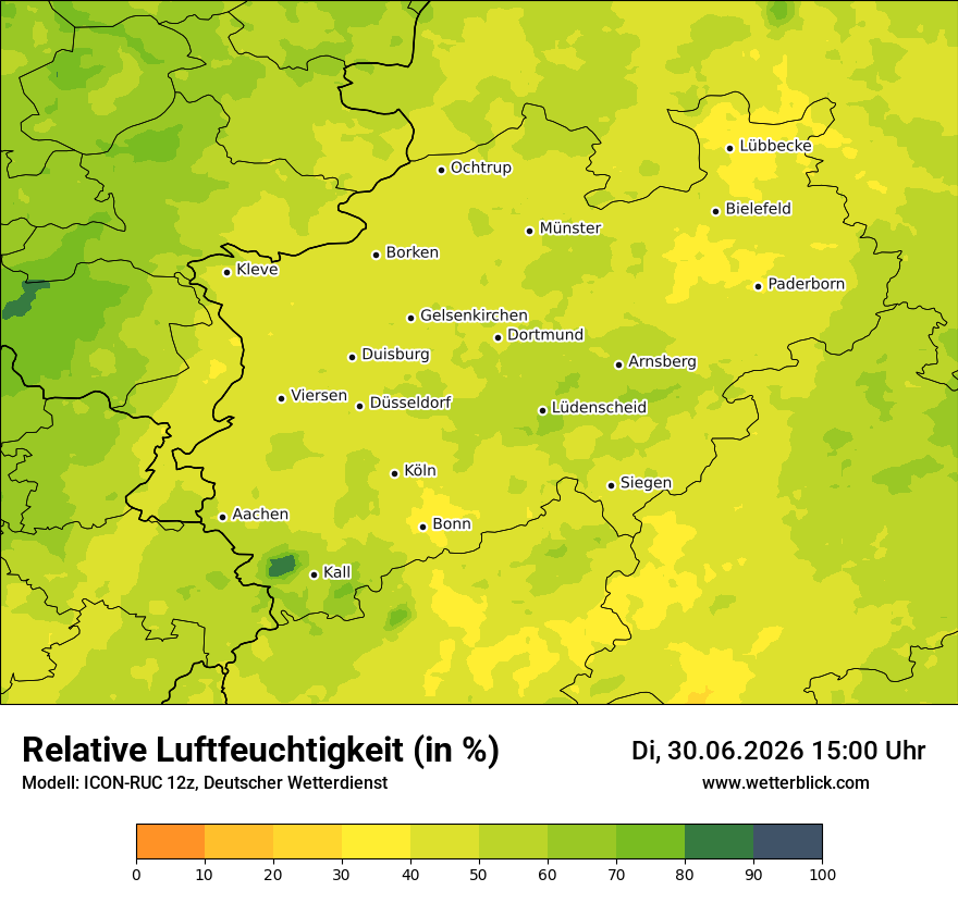 Modellkarte ICON-RUC – relhum – nrw