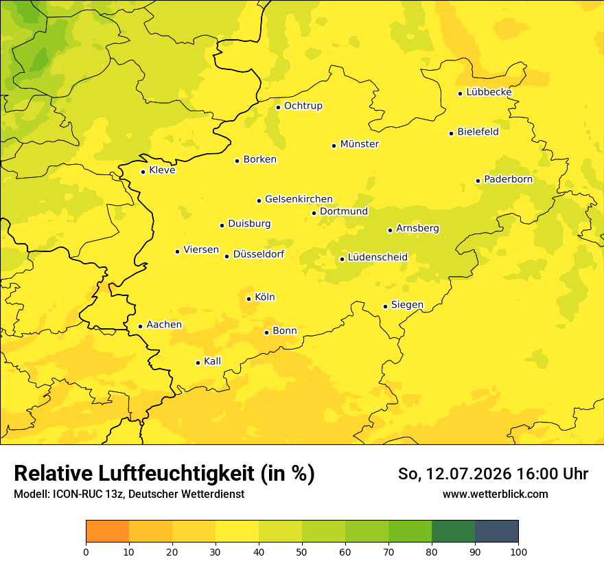 Modellkarte ICON-RUC – relhum – nrw