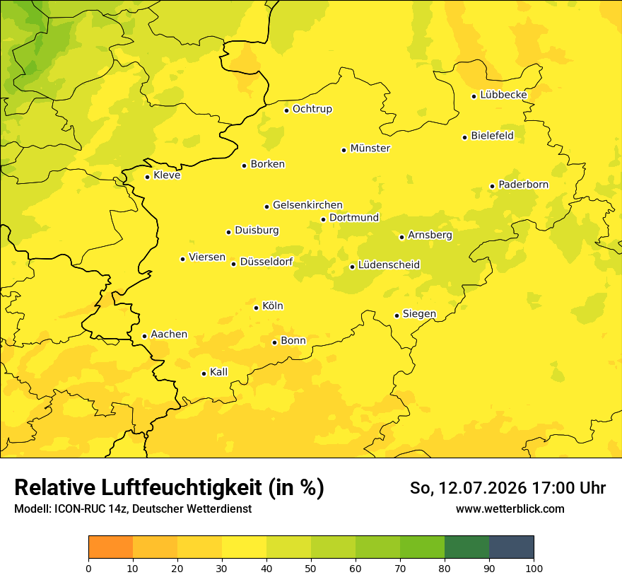Modellkarte ICON-RUC – relhum – nrw
