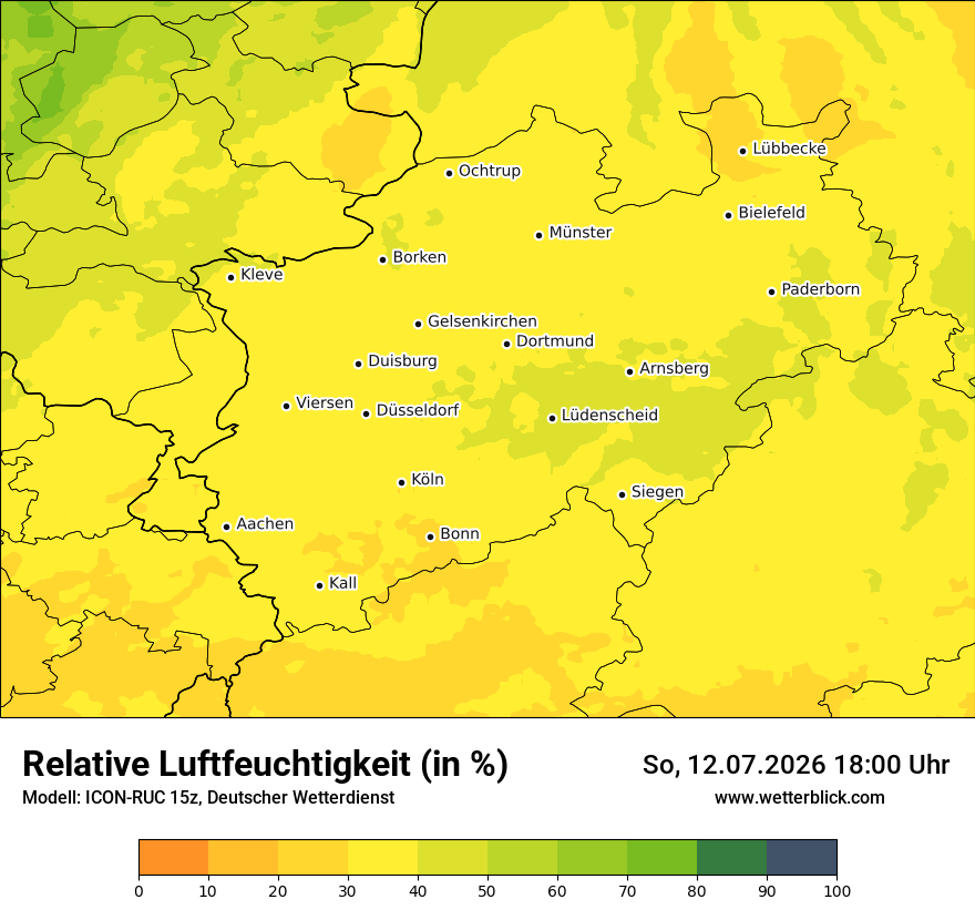 Modellkarte ICON-RUC – relhum – nrw