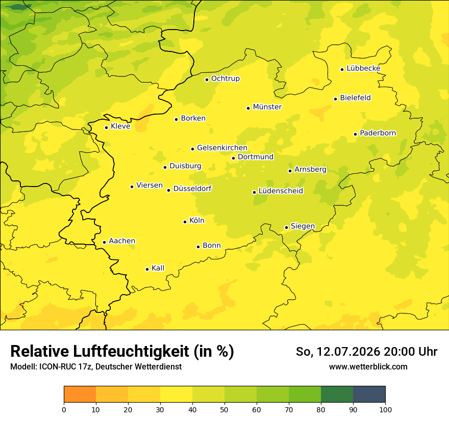Modellkarte ICON-RUC – relhum – nrw