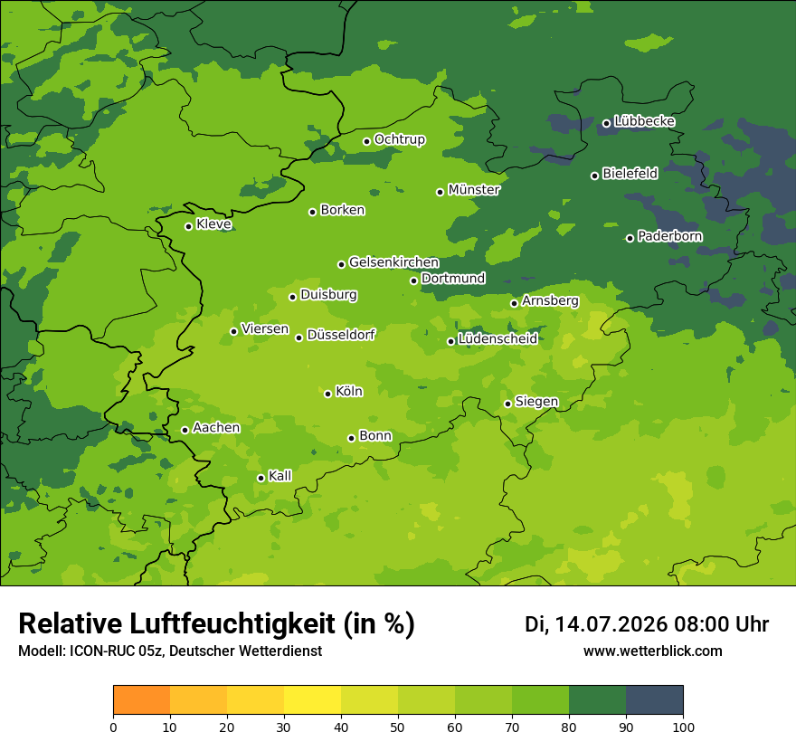 Modellkarte ICON-RUC – relhum – nrw
