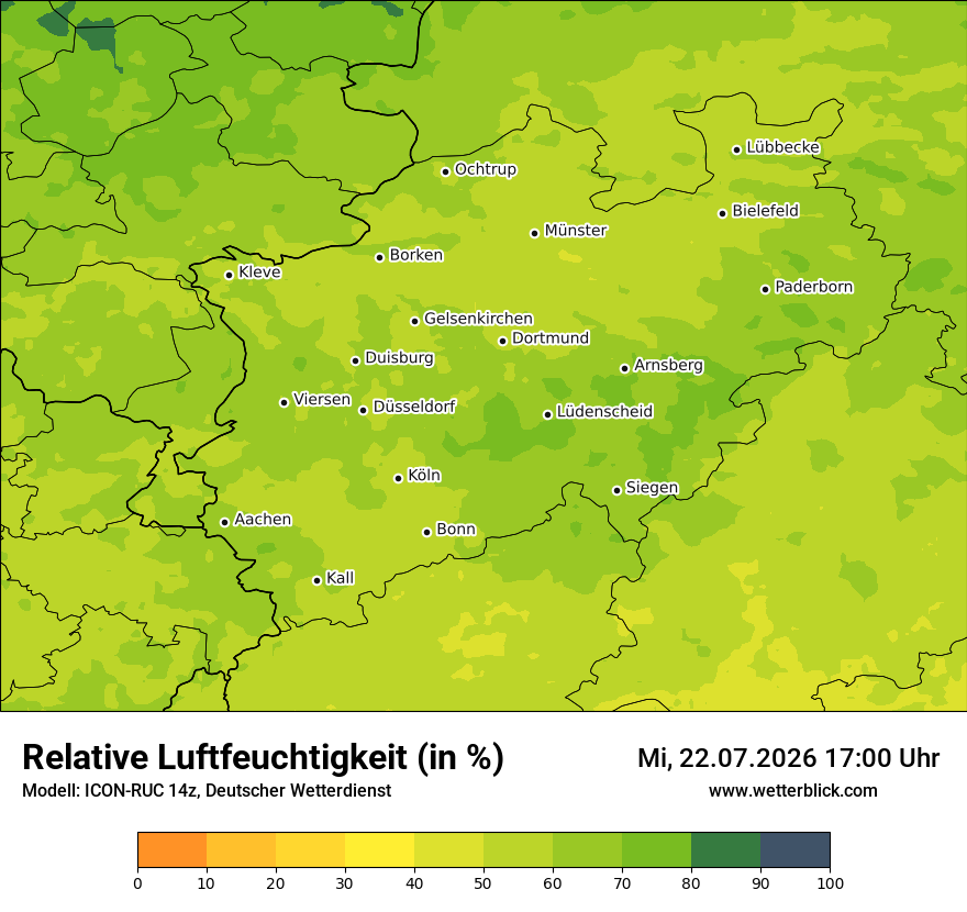Modellkarte ICON-RUC – relhum – nrw