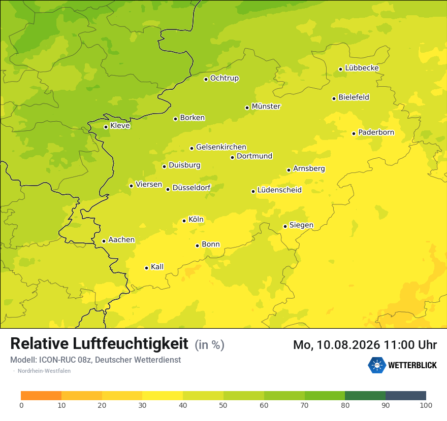 Modellkarte ICON-RUC – relhum – nrw