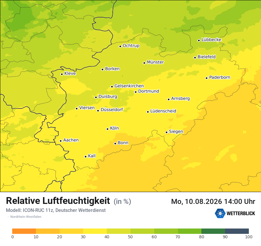 Modellkarte ICON-RUC – relhum – nrw