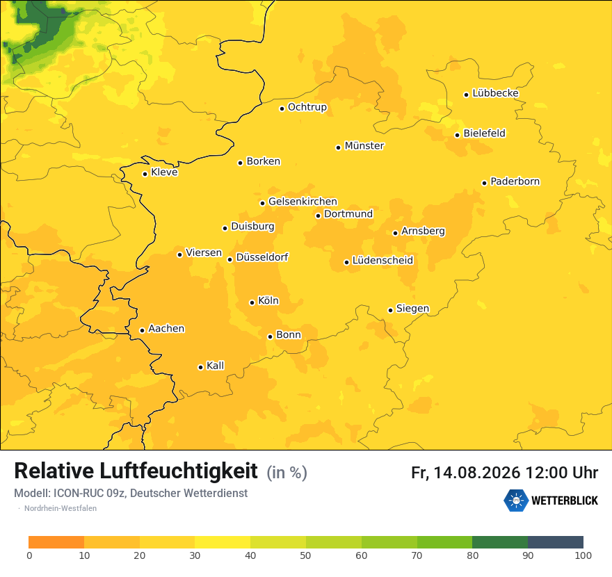 Modellkarte ICON-RUC – relhum – nrw