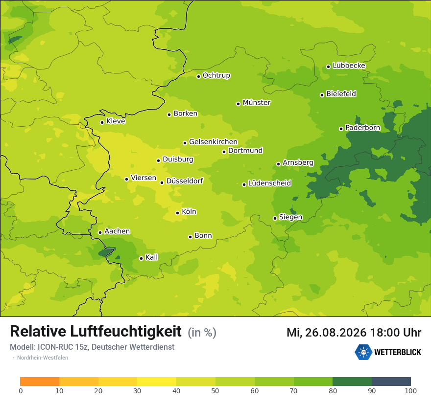 Modellkarte ICON-RUC – relhum – nrw