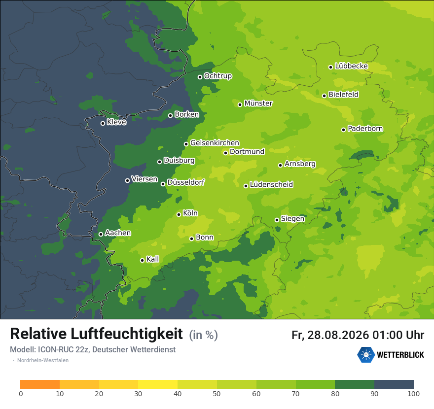 Modellkarte ICON-RUC – relhum – nrw