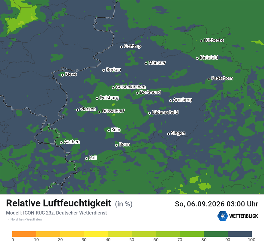 Modellkarte ICON-RUC – relhum – nrw
