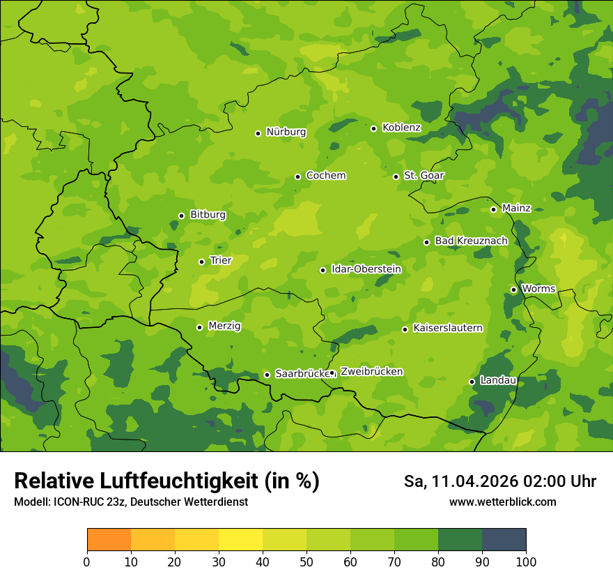 Modellkarte ICON-RUC – relhum – rp
