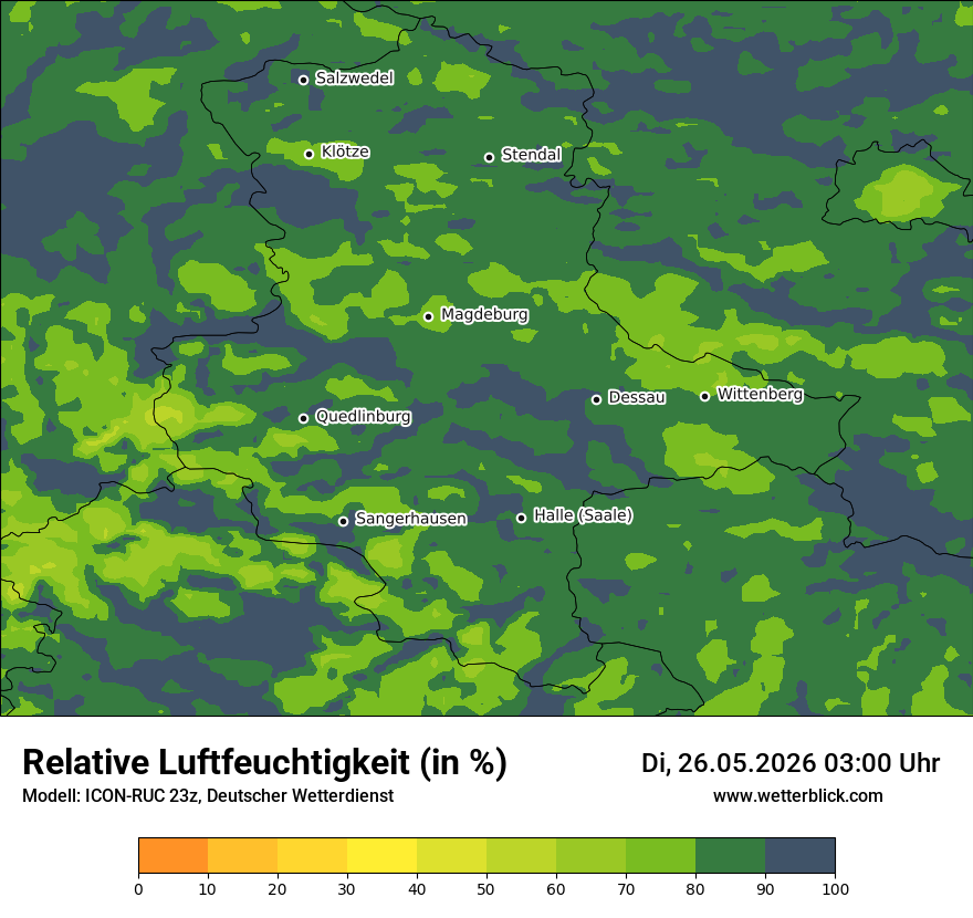 Modellkarte ICON-RUC – relhum – st